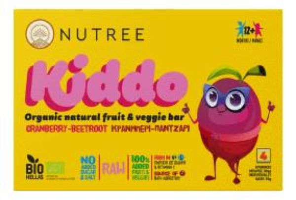 Μπάρα Kiddo Κράνμπερι - Παντζάρι (12+μηνών) Χωρίς Ζάχαρη